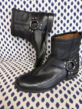 Frye Black Phillip Harness Short Boots Size 9